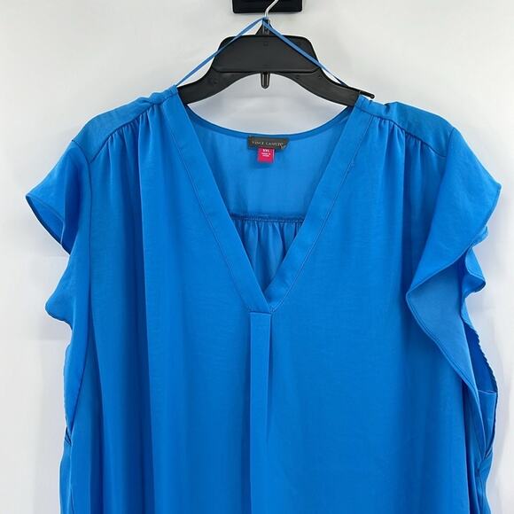 Vince Camuto Women's Ruffle V-neck Blouse - Ibiza Blue - XXL - New with tags - Picture 2 of 7